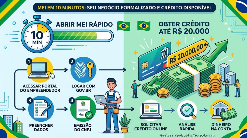 Como abrir MEI em 10 minutos e conseguir linha de crédito de até R$ 20 mil