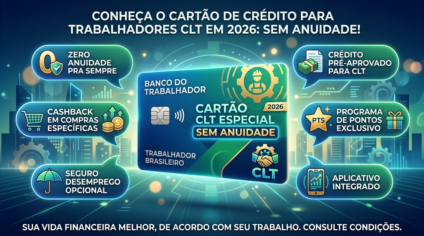 Cartão de crédito sem anuidade para CLT em 2026:
